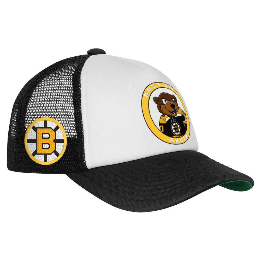 Boston Bruins Mitchell & Ness Youth Mascot Adjustable Trucker Hat White