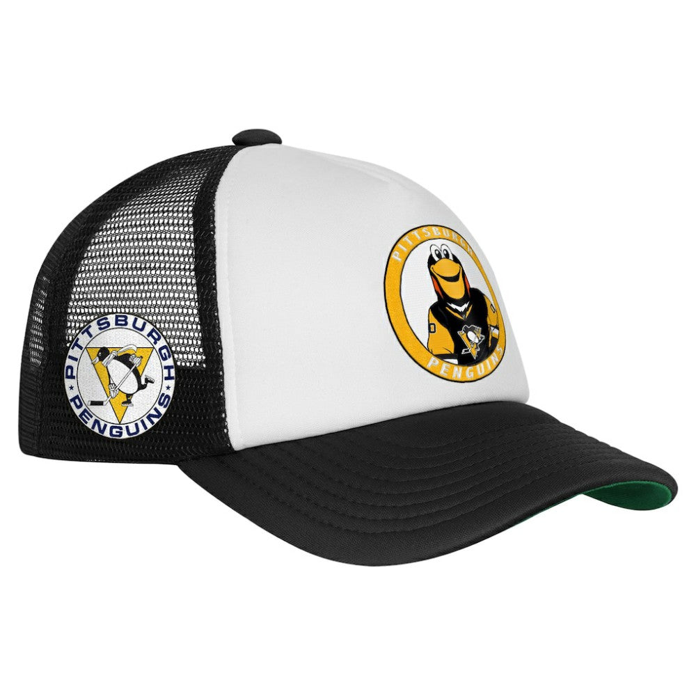 Pittsburgh Penguins Mitchell & Ness Youth Mascot Adjustable Trucker Hat White