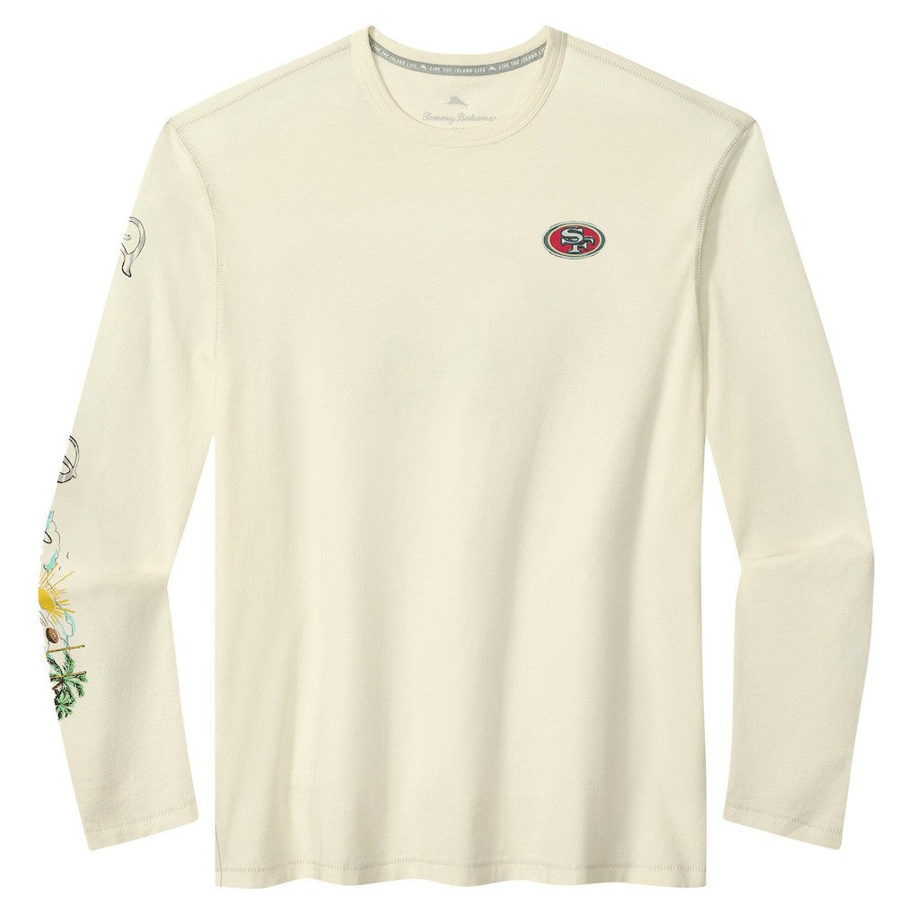 San Francisco 49ers Oasis Endzone Lux Long Sleeve T-Shirt Cream - Tommy Bahama