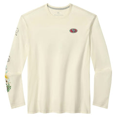 San Francisco 49ers Oasis Endzone Lux Long Sleeve T-Shirt Cream - Tommy Bahama