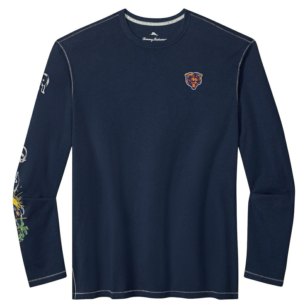 Chicago Bears Oasis Endzone Lux Long Sleeve T-Shirt Navy - Tommy Bahama