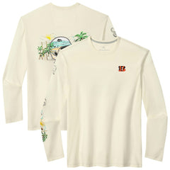 Cincinnati Bengals Oasis Endzone Lux Long Sleeve T-Shirt Cream - Tommy Bahama
