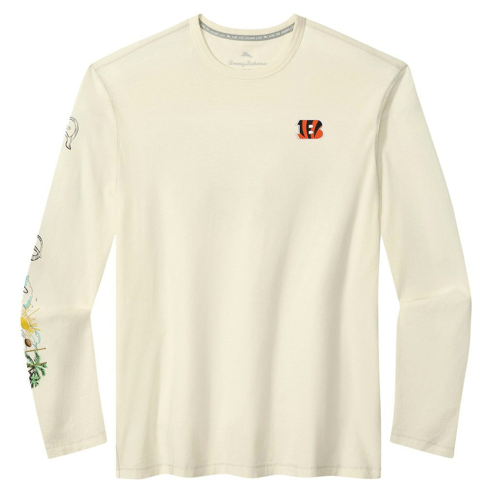 Cincinnati Bengals Oasis Endzone Lux Long Sleeve T-Shirt Cream - Tommy Bahama