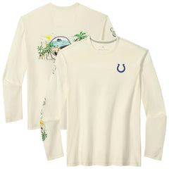 Indianapolis Colts Oasis Endzone Lux Long Sleeve T-Shirt Cream - Tommy Bahama