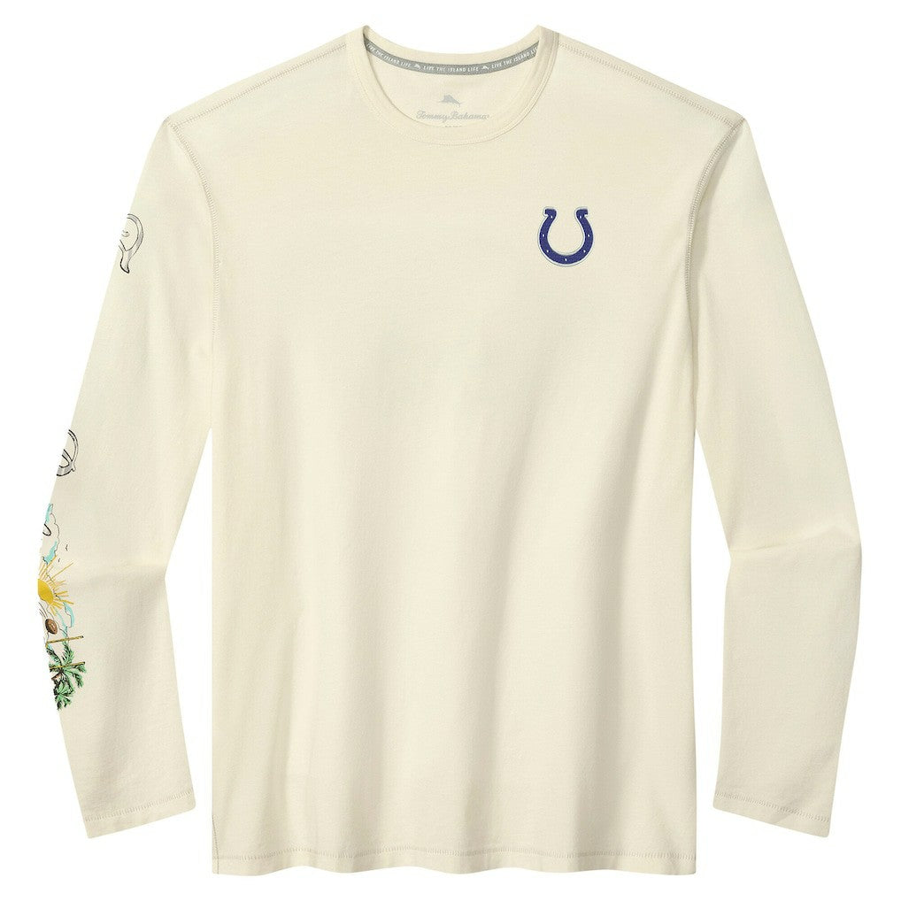 Indianapolis Colts Oasis Endzone Lux Long Sleeve T-Shirt Cream - Tommy Bahama