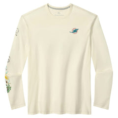 Miami Dolphins Oasis Endzone Lux Long Sleeve T-Shirt Cream - Tommy Bahama