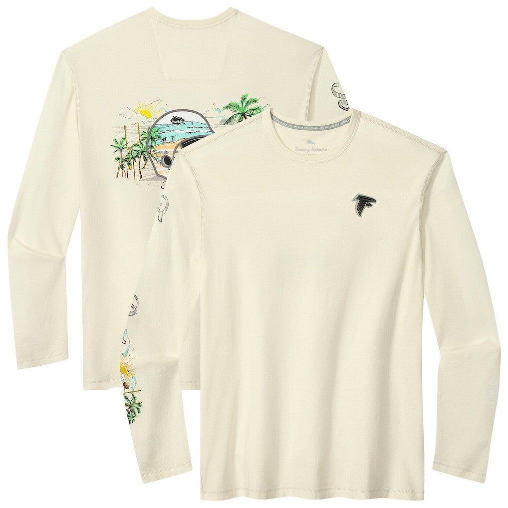 Atlanta Falcons Oasis Endzone Lux Long Sleeve T-Shirt Cream - Tommy Bahama