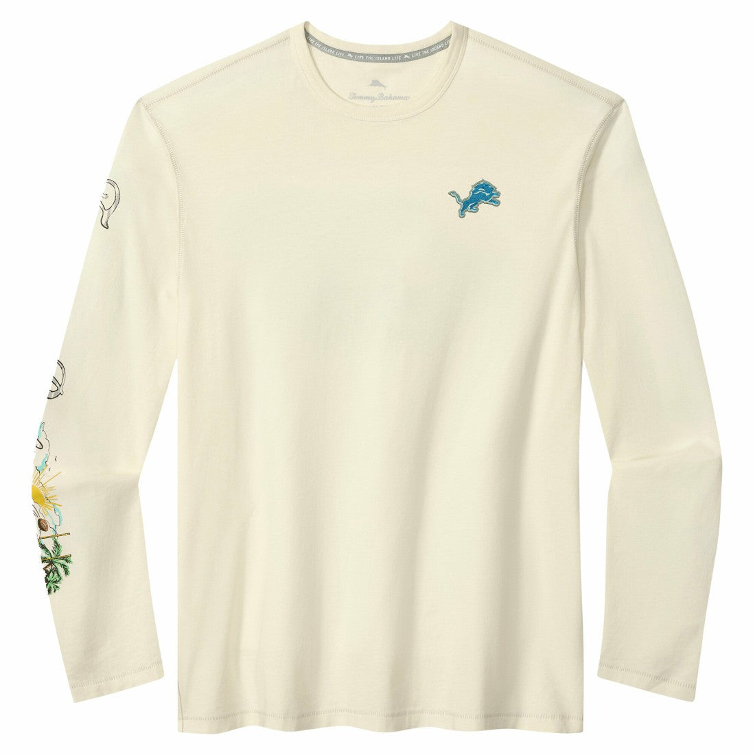 Detroit Lions Oasis Endzone Lux Long Sleeve T-Shirt Cream - Tommy Bahama