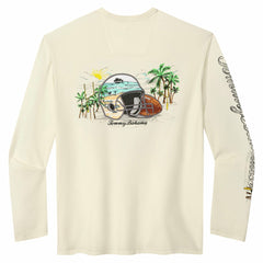 Detroit Lions Oasis Endzone Lux Long Sleeve T-Shirt Cream - Tommy Bahama