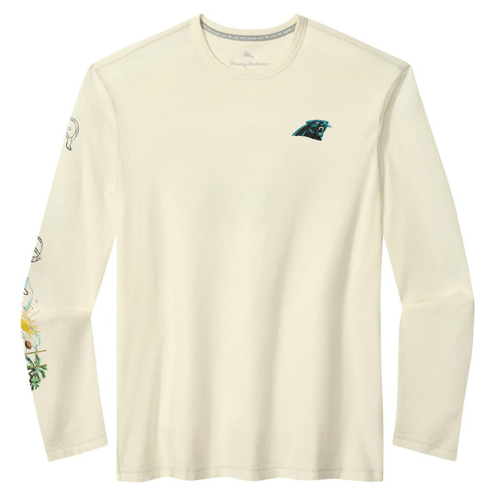 Carolina Panthers Oasis Endzone Lux Long Sleeve T-Shirt Cream - Tommy Bahama