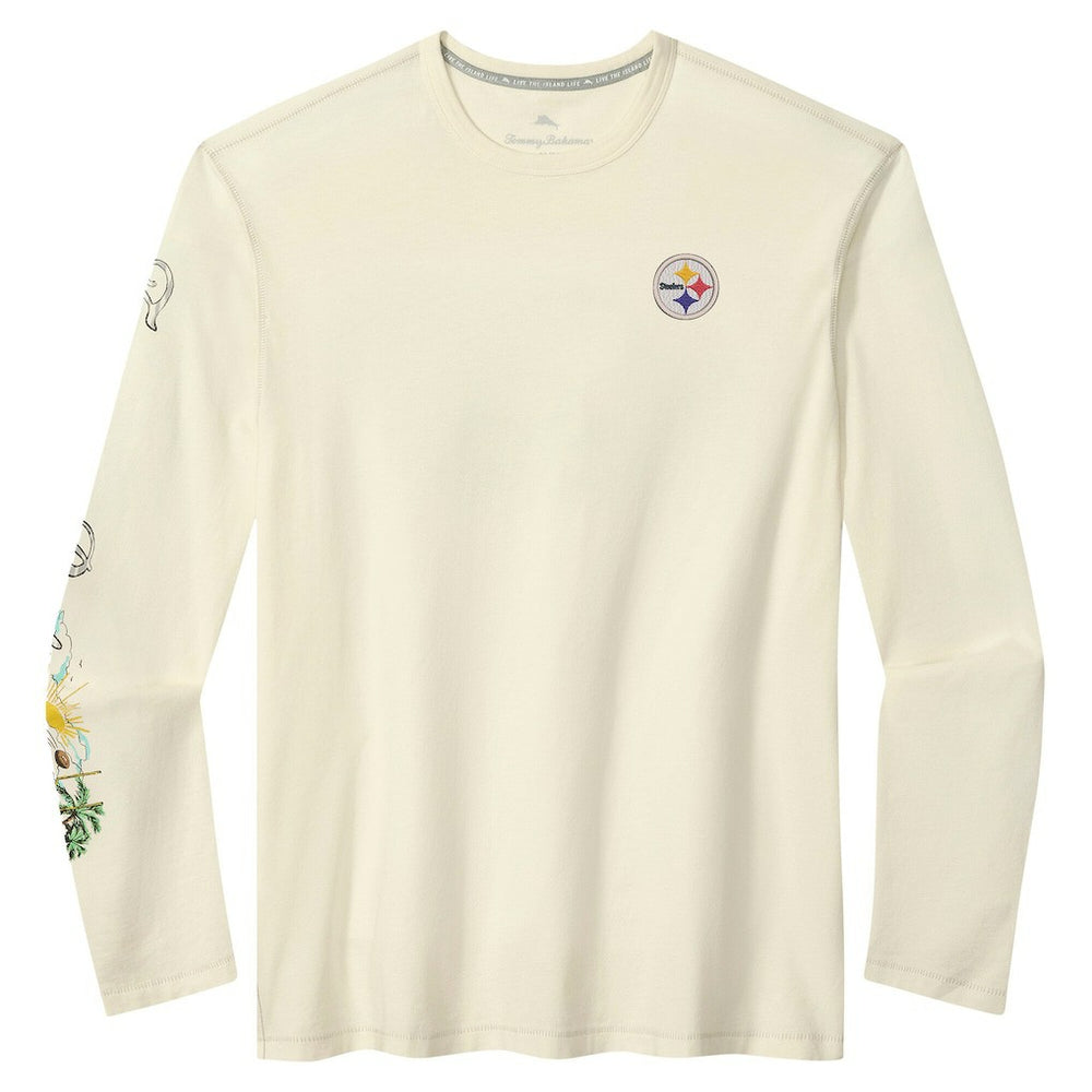 Pittsburgh Steelers Oasis Endzone Lux Long Sleeve T-Shirt Cream - Tommy Bahama