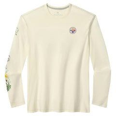 Pittsburgh Steelers Oasis Endzone Lux Long Sleeve T-Shirt Cream - Tommy Bahama