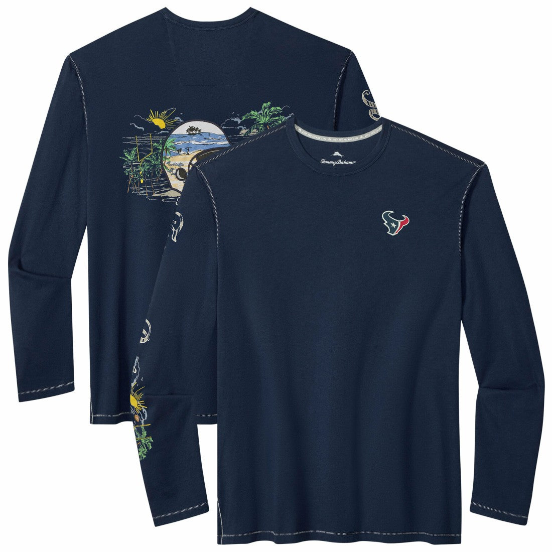 Houston Texans Oasis Endzone Lux Long Sleeve T-Shirt Navy - Tommy Bahama