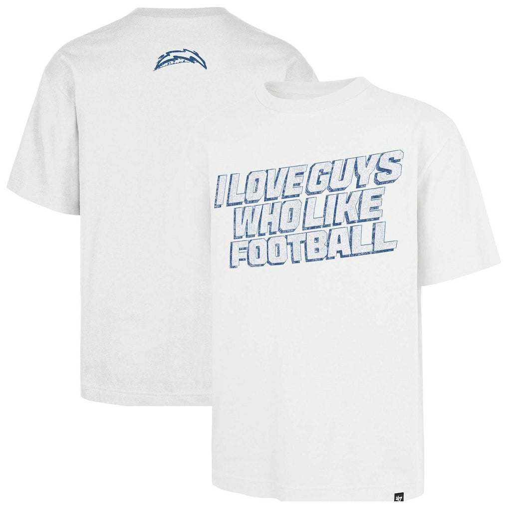 Los Angeles Chargers '47 Unisex I Love Guys Who Like Football Foundation T-Shirt White - 47 brand