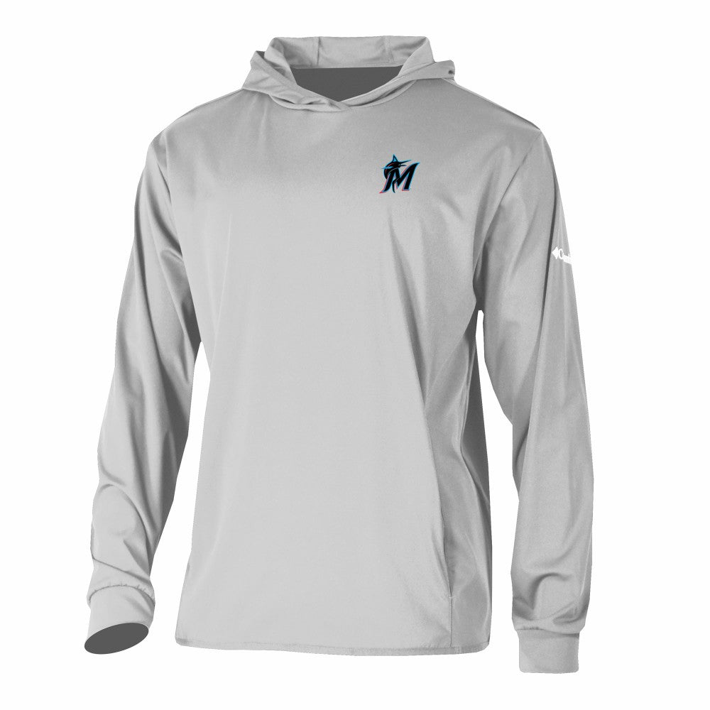 Miami Marlins Columbia Long Drive Pullover Hoodie On Sale