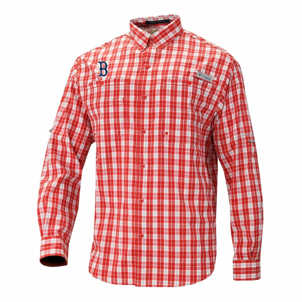 Boston Red Sox Columbia Super Tamiami Omni-Shade Long Sleeve Button-Down Shirt Lifestyle