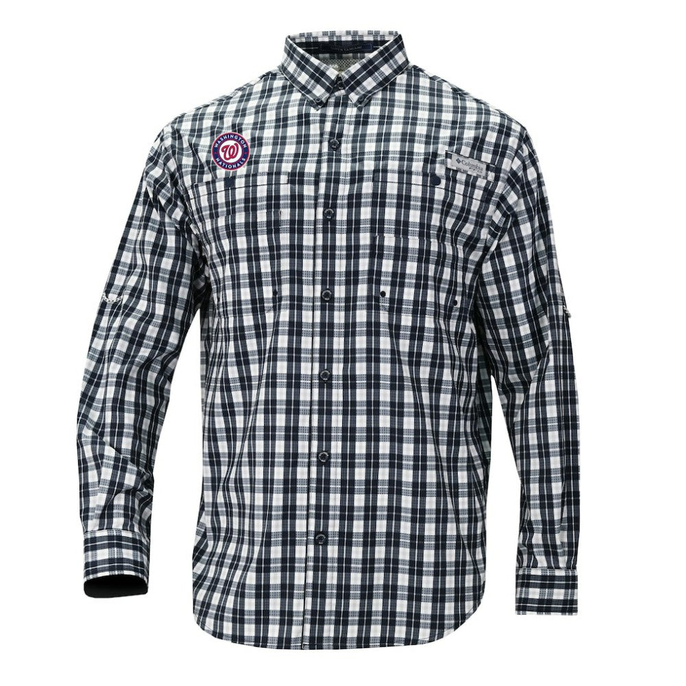 Washington Nationals Columbia Super Tamiami Omni-Shade Long Sleeve Button-Down Shirt On Sale