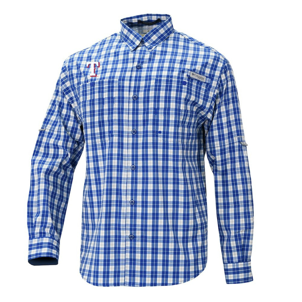 Texas Rangers Columbia Super Tamiami Omni-Shade Long Sleeve Button-Down Shirt Online