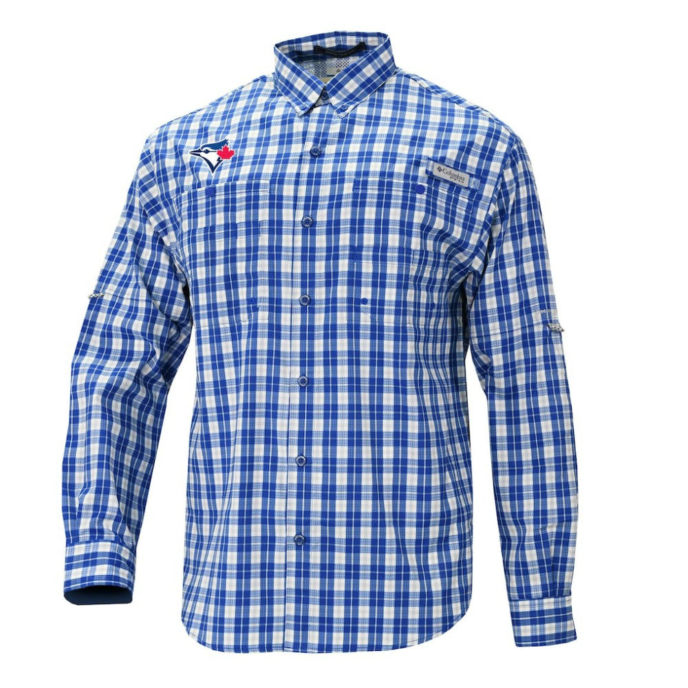 Toronto Blue Jays Columbia Super Tamiami Omni-Shade Long Sleeve Button-Down Shirt Clearance