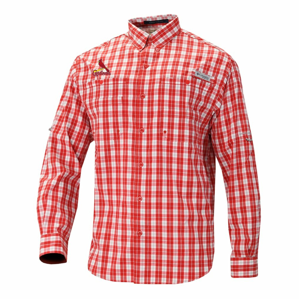 St. Louis Cardinals Columbia Super Tamiami Omni-Shade Long Sleeve Button-Down Shirt Clearance