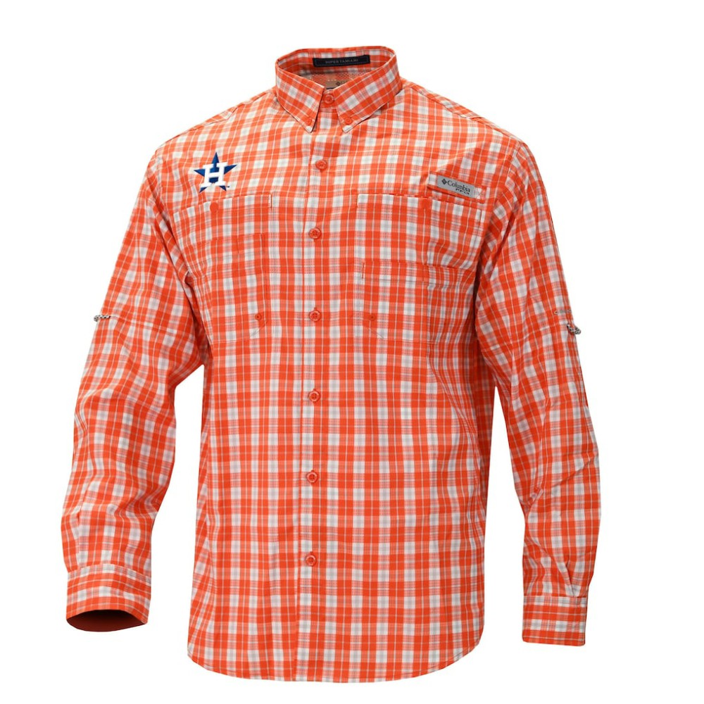 Houston Astros Columbia Super Tamiami Omni-Shade Long Sleeve Button-Down Shirt Sale