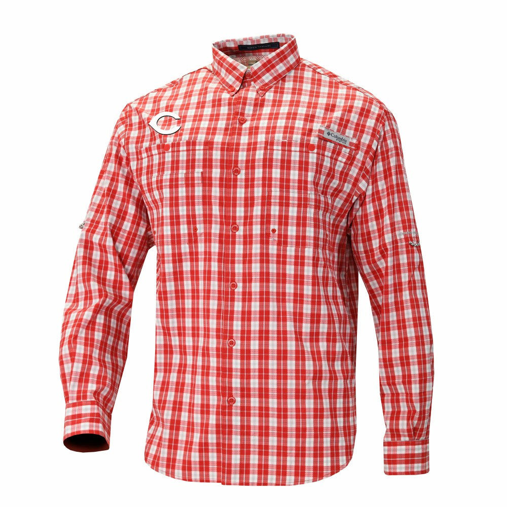 Cincinnati Reds Columbia Super Tamiami Omni-Shade Long Sleeve Button-Down Shirt for sale