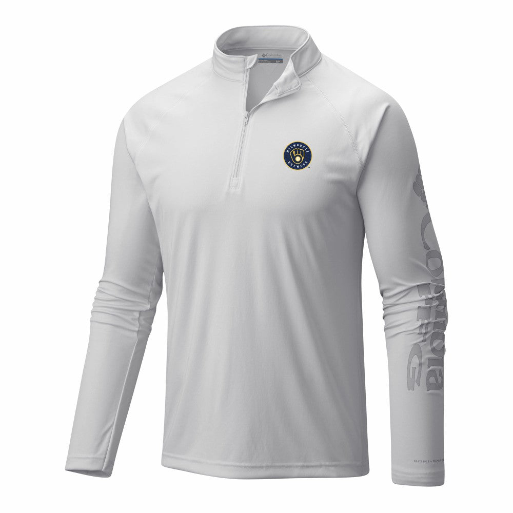 Milwaukee Brewers Columbia Terminal Tackle Omni-Wick Raglan Quarter-Zip Pullover Lifestyle