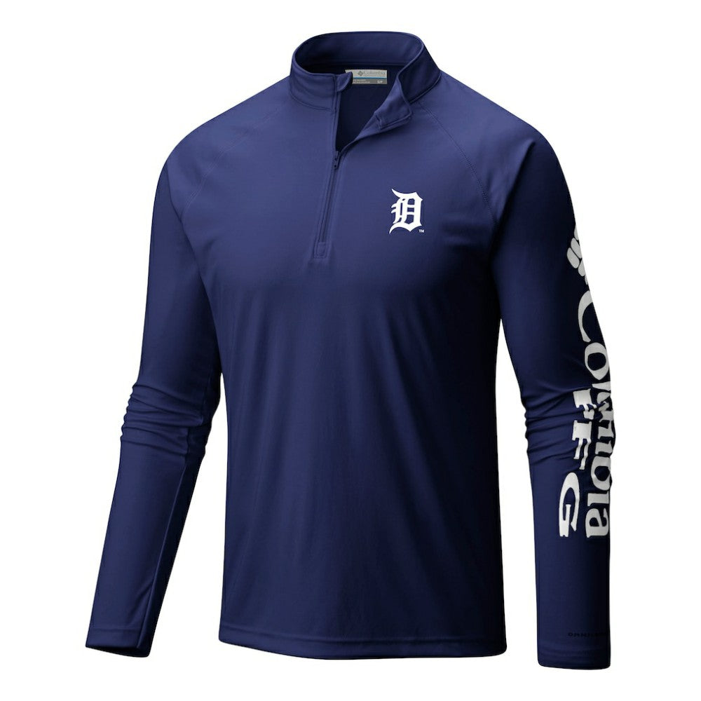 Detroit Tigers Columbia Terminal Tackle Omni-Wick Raglan Quarter-Zip Pullover Clearance