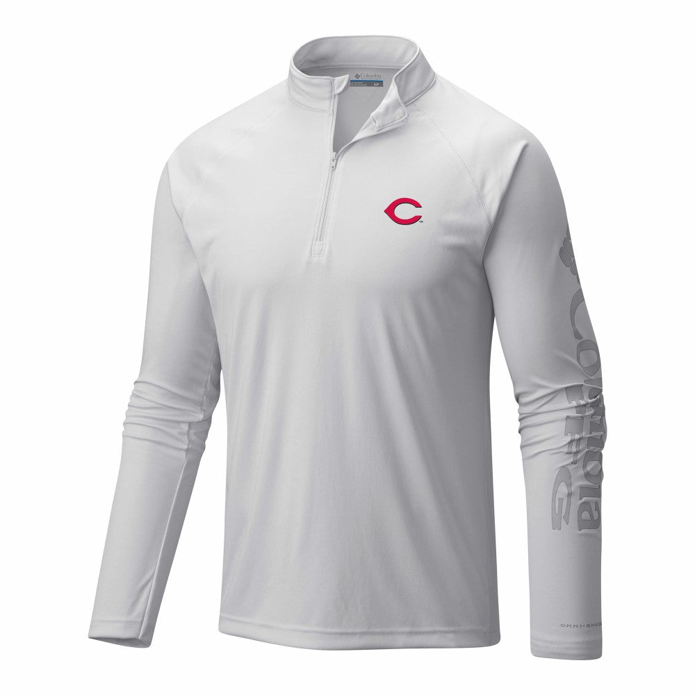 Cincinnati Reds Columbia Terminal Tackle Omni-Wick Raglan Quarter-Zip Pullover Online