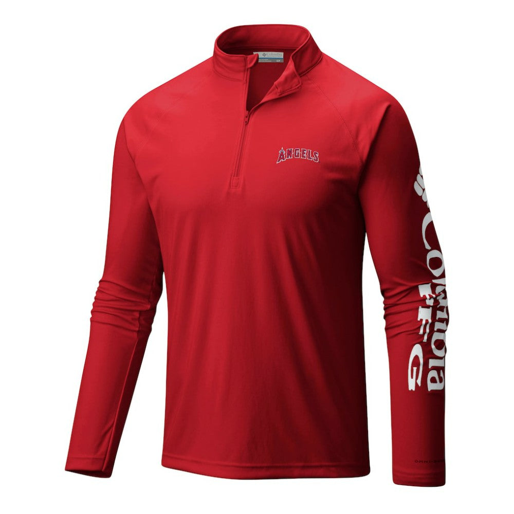Los Angeles Angels Columbia Terminal Tackle Omni-Wick Raglan Quarter-Zip Pullover for sale