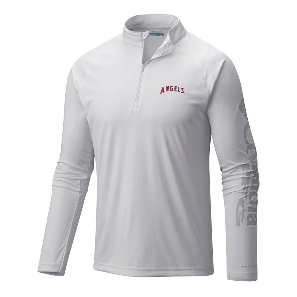 Los Angeles Angels Columbia Terminal Tackle Omni-Wick Raglan Quarter-Zip Pullover for sale