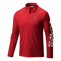 Boston Red Sox Columbia Terminal Tackle Omni-Wick Raglan Quarter-Zip Pullover On Sale
