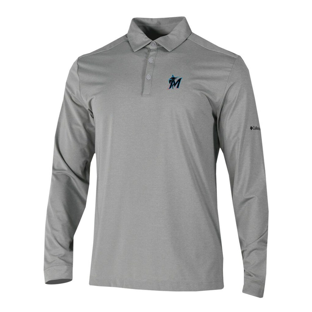 Miami Marlins Columbia Omni-Wick Pin High Long Sleeve Polo Online