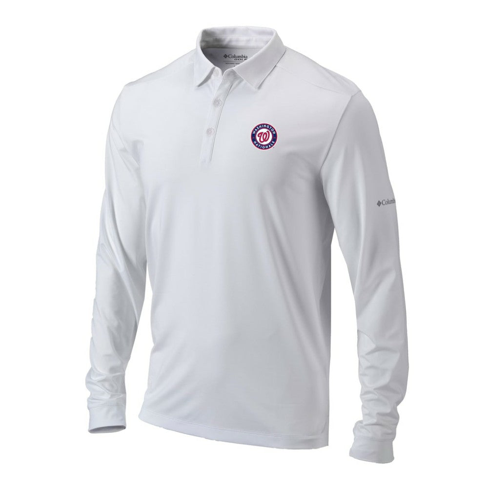 Washington Nationals Columbia Omni-Wick Pin High Long Sleeve Polo for sale