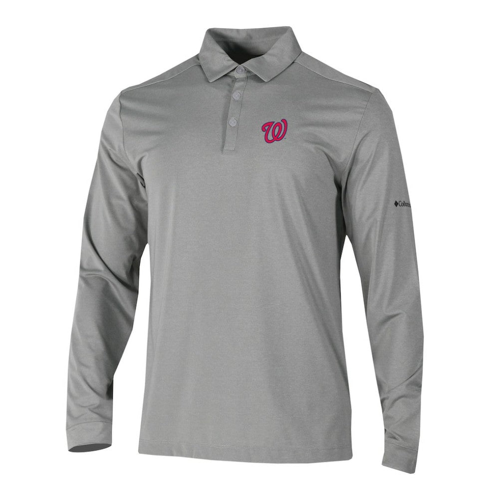 Washington Nationals Columbia Omni-Wick Pin High Long Sleeve Polo Sale