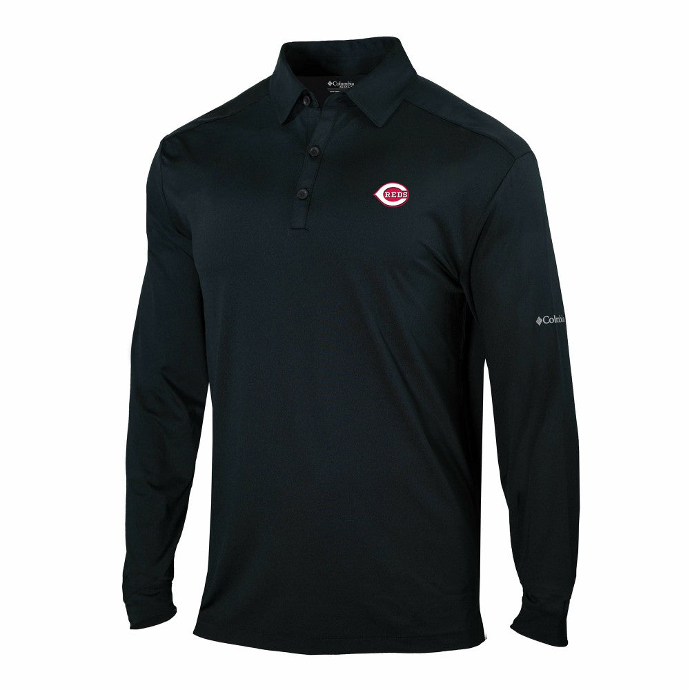 Cincinnati Reds Columbia Omni-Wick Pin High Long Sleeve Polo for sale