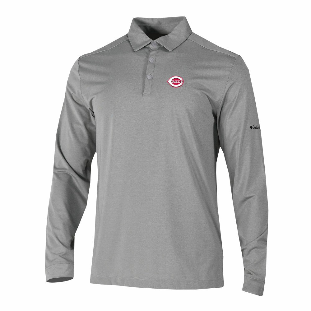 Cincinnati Reds Columbia Omni-Wick Pin High Long Sleeve Polo Clearance