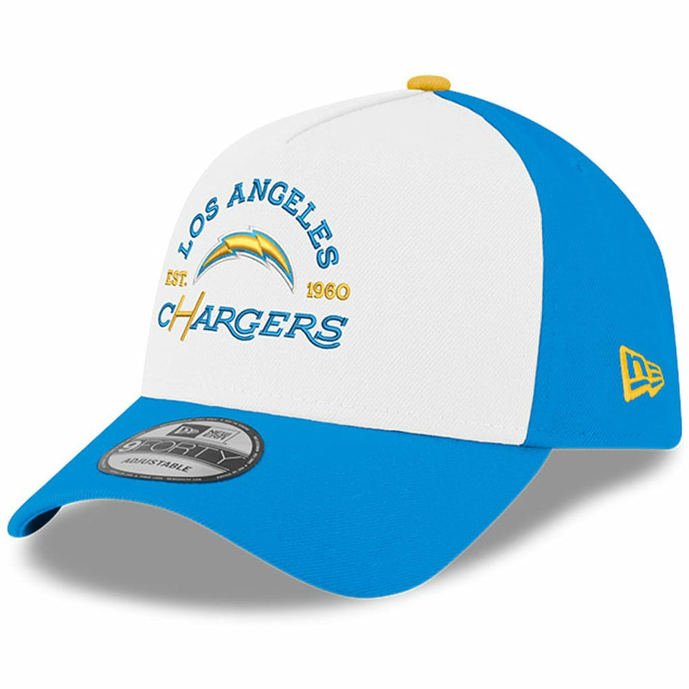 Los Angeles Chargers New Era Charger Power A-Frame 9FORTY Adjustable Hat White/Powder Blue - NFL