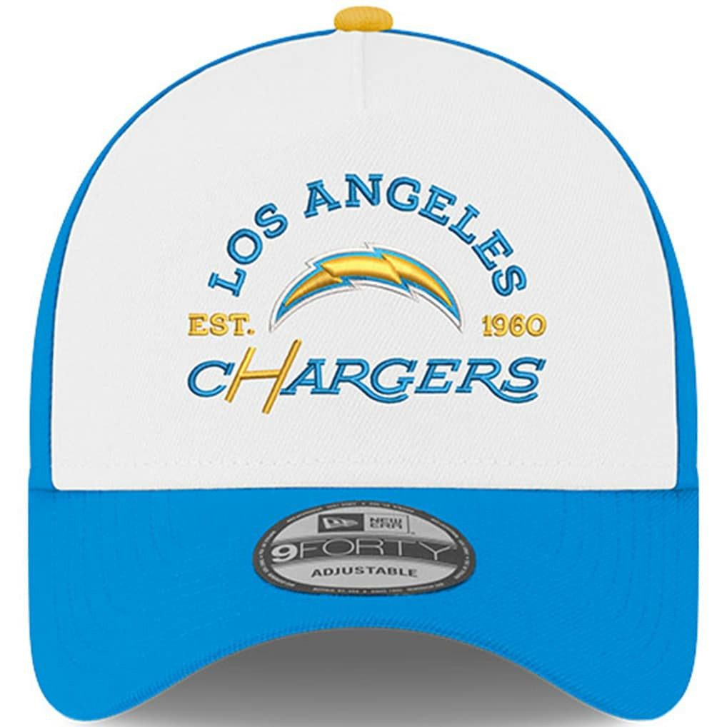 Los Angeles Chargers New Era Charger Power A-Frame 9FORTY Adjustable Hat White/Powder Blue - NFL