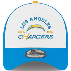 Los Angeles Chargers New Era Charger Power A-Frame 9FORTY Adjustable Hat White/Powder Blue - NFL