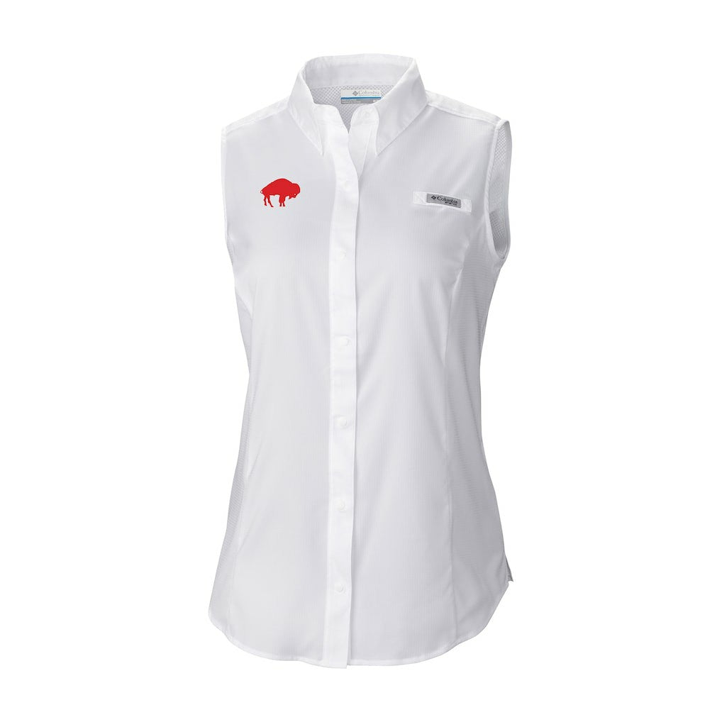 Buffalo Bills Women's Historic Tamiami Omni-Shade Sleeveless Button-Up Shirt White - Columbia