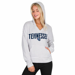 Tennessee Titans Concepts Sport Women's Liftoff Striped V-Neck Hoodie White/Gray - NFL