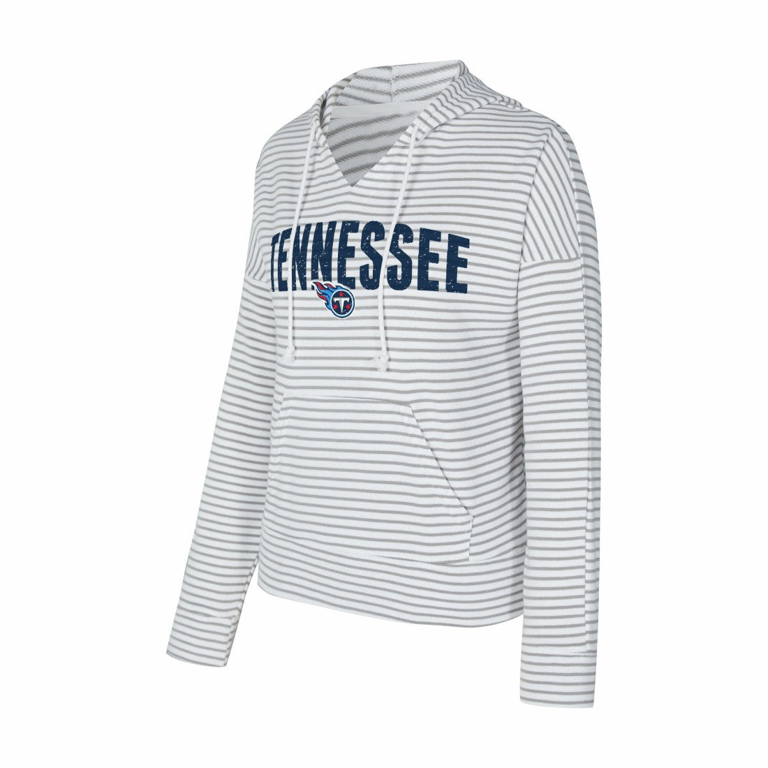 Tennessee Titans Concepts Sport Women's Liftoff Striped V-Neck Hoodie White/Gray - NFL