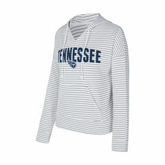 Tennessee Titans Concepts Sport Women's Liftoff Striped V-Neck Hoodie White/Gray - NFL