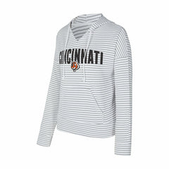 Cincinnati Bengals Concepts Sport Women's Liftoff Striped V-Neck Hoodie White/Gray - NFL