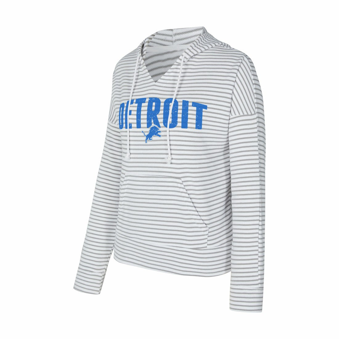 Detroit Lions Concepts Sport Women's Liftoff Striped V-Neck Hoodie White/Gray - NFL