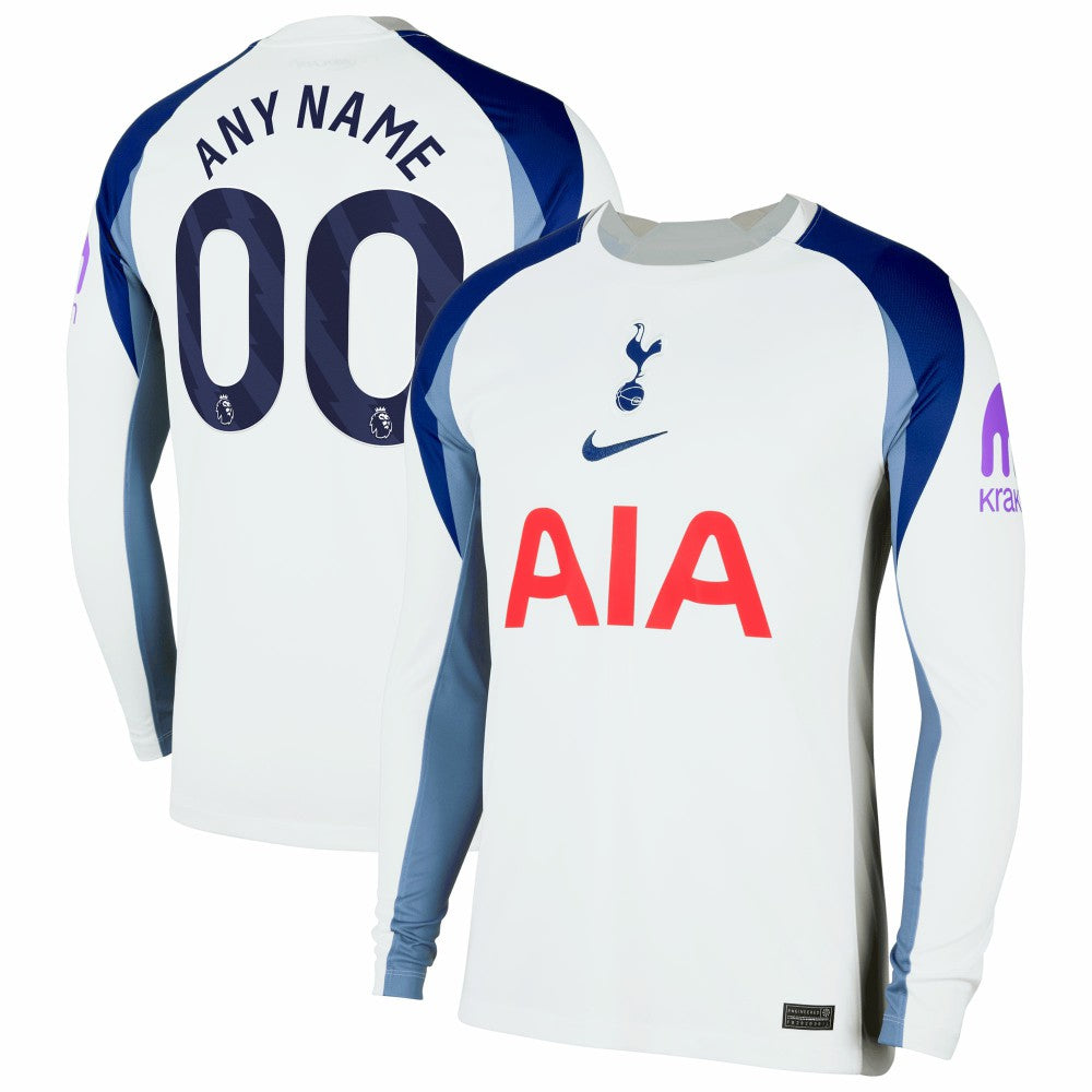 Nike Tottenham Hotspur 2025/26 Home Replica Long Sleeve Custom Jerseys - White