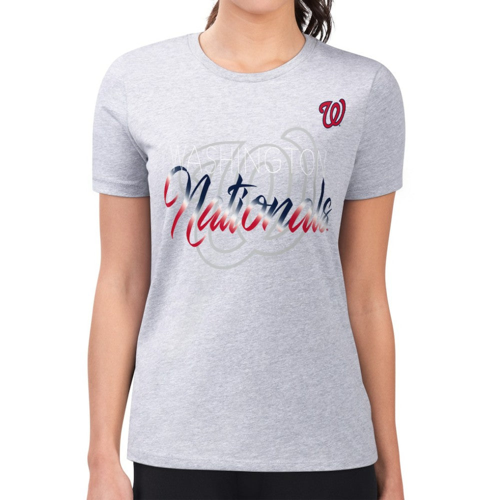 Washington Nationals G-III 4Her by Carl Banks Women's Super-Slim Fit Lightweight Shadow Logo Graphic T-Shirt On Sale