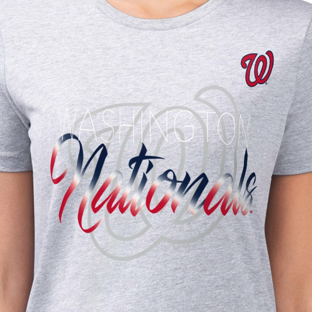 Washington Nationals G-III 4Her by Carl Banks Women's Super-Slim Fit Lightweight Shadow Logo Graphic T-Shirt On Sale