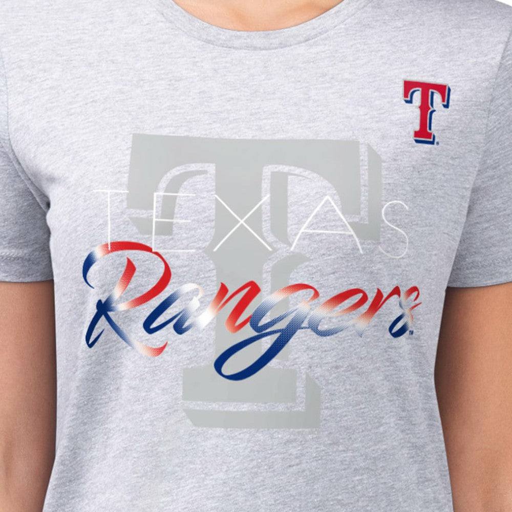 Texas Rangers G-III 4Her by Carl Banks Women's Super-Slim Fit Lightweight Shadow Logo Graphic T-Shirt Lifestyle